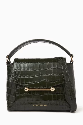 Nano Mosaic Top-handle Bag in Croc-embossed Leather