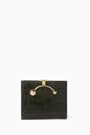 Crescent Wallet in Croc-Embossed Leather