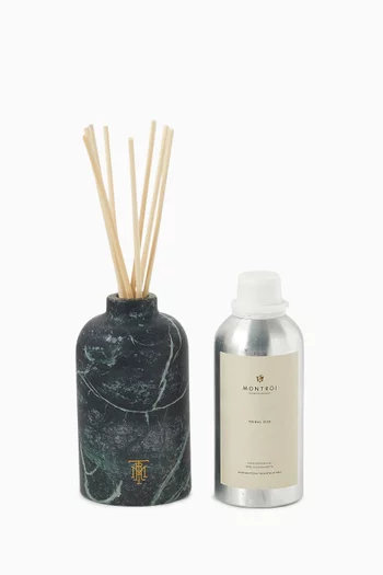 موزع عطر ترايبال عود بتصميم مستدير من رخام الترافرتين، 500 ملل