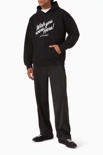 كنزة بغطاء رأس وطبعة "Wish You Were Here" قطن