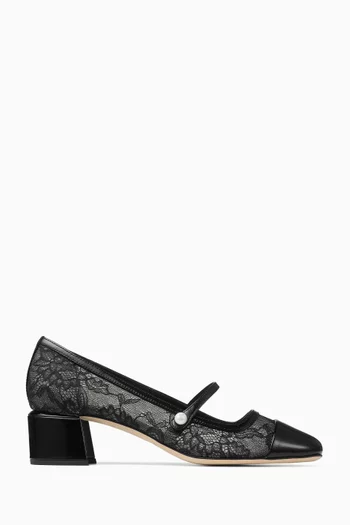 Elisa 45 Pumps in Leather & Lace