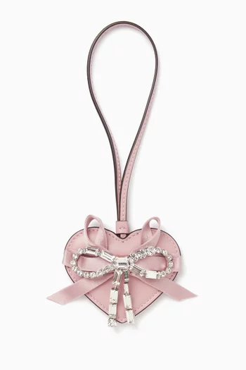 Embellished-trim Heart Charm in Leather