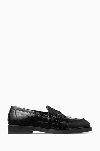Ivy Loafers in Croc-embossed Leather