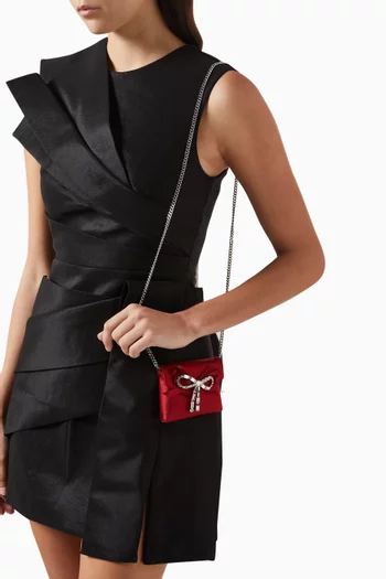 حافظة بطاقات بعقدة مرصعة بالكريستال ستان ناعم