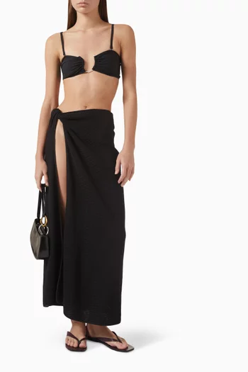 Vertical Knit Twist Sarong Skirt