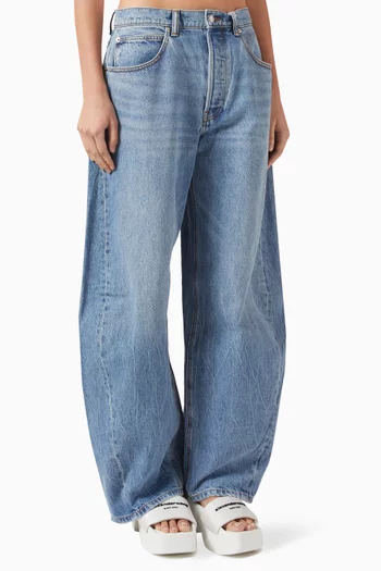 Blow-up Crytsal Hotfix Baggy Jeans in Denim