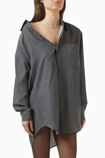 فستان بنمط قميص بكتف مكشوف حرير 