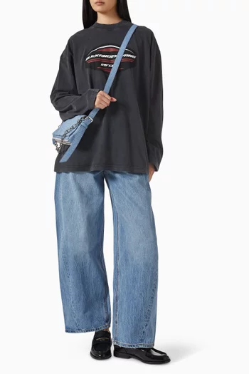 تي شيرت بطبعة شعار الماركة قطن وجيرسيه