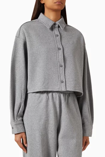 Crop Button-up Shirt in Cotton Terry