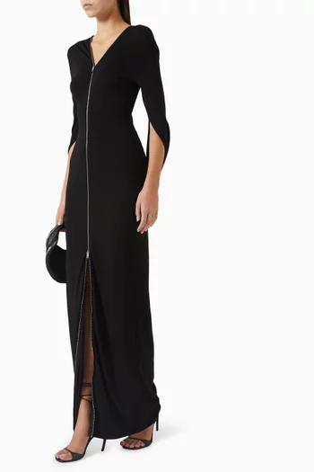 Draped Zip Dress in Jersey