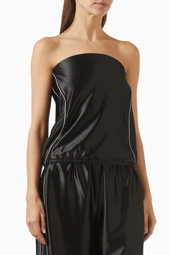 بلوزة بفتحة رقبة بلا حمالات وتصميم منفوخ جيرسيه وستان