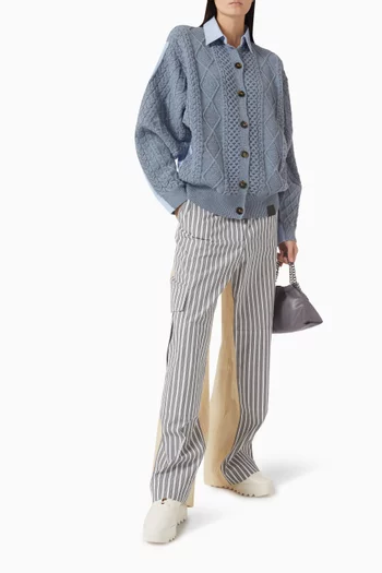Stripe Oversized Cargo Pants in Cotton