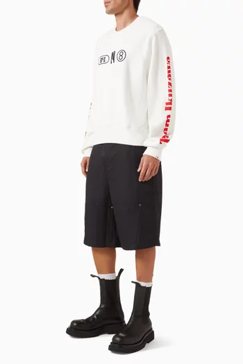 سويت شيرت بشعار GP بفتحة رقبة مستديرة قطن عضوي