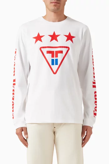 تي شيرت بشعار الماركة قطن جيرسيه عضوي