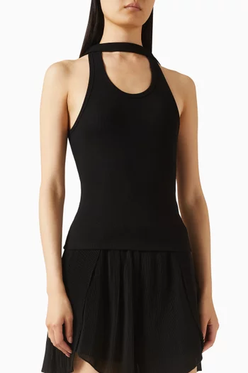 Outline Ribbed Tank Top in Jersey