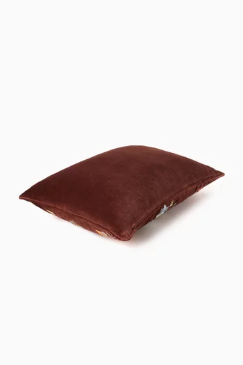 وسادة مطرزة بزهور مخمل