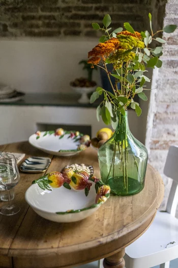 Large Pomegranate Oval Platter in Hand-painted Ceramic