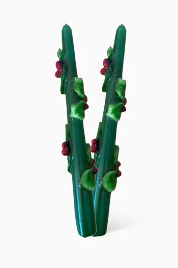 Festive Candlesticks in Wax, Set of 2