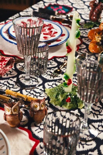 Festive Candles in Hand-painted Wax, Set of 2