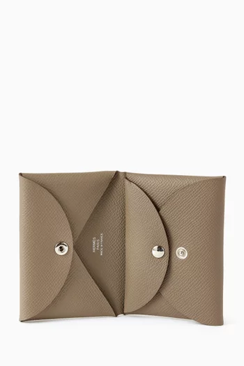 Unused Calvi Duo Card Holder in Epsom Leather