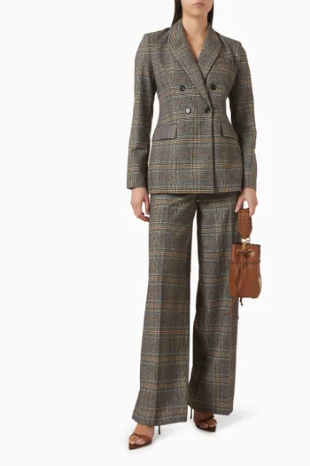 بنطال بلانكا بقصة ساق واسعة ونقشة مربعات