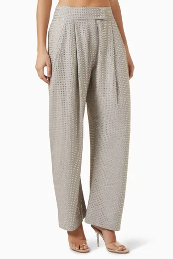 بنطال باتري مطرز بأحجار الراين