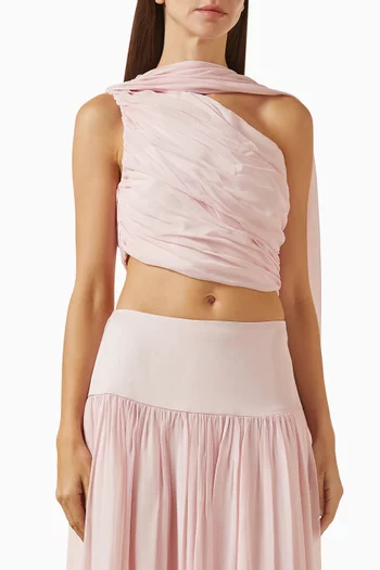 بلوزة سولين بفتحة رقبة بكتف مكشوف فيسكوز