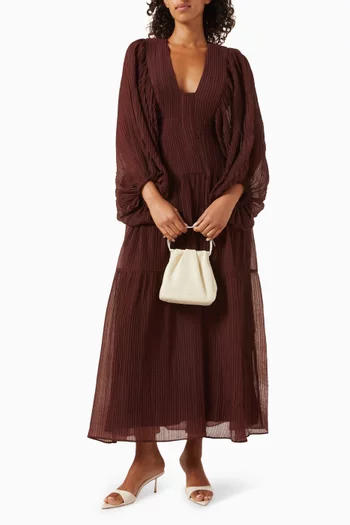 فستان أنيكا متوسط الطول بأكمام منفوخة لايوسيل