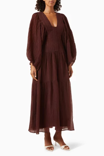 فستان أنيكا متوسط الطول بأكمام منفوخة لايوسيل