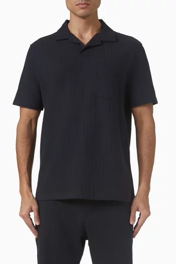 Johnny-collar Polo Shirt in Seersucker