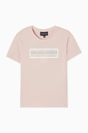 تي شيرت بطبعة شعار الماركة قطن