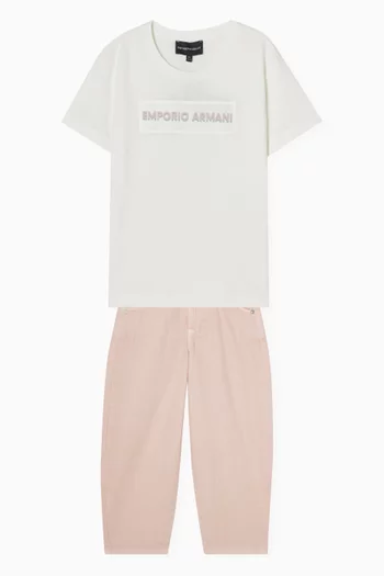 تي شيرت بطبعة شعار الماركة قطن