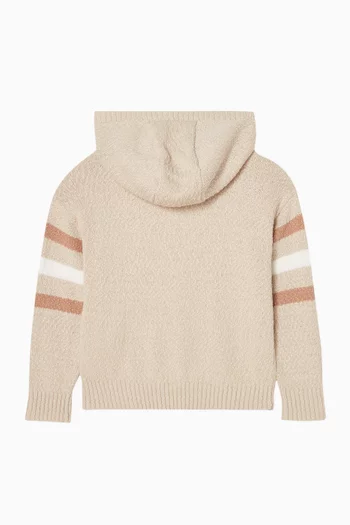 Intarsia Logo Hoodie in Cotton-knit