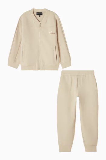 طقم بدلة رياضية بسحاب مزيج قطن