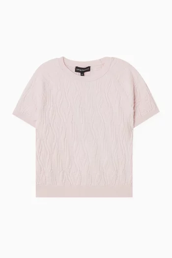 بلوزة منسوجة بنقشة أحرف الماركة