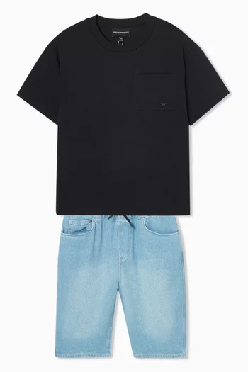 تي شيرت بجيب وشعار الماركة قطن