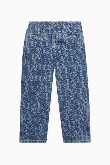 Logo Jacquard Jeans in Denim