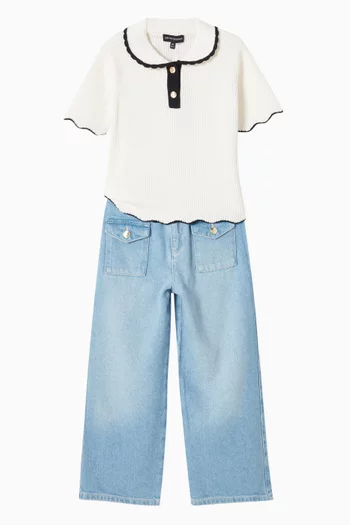 بنطال جينز بجيوب خارجية دينم