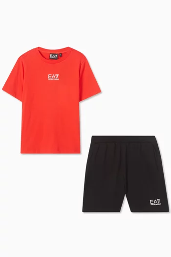 EA7 Logo T-shirt & Shorts Set in Cotton