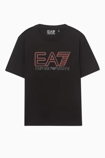 تي شيرت قطن بشعار الماركة بحجم كبير