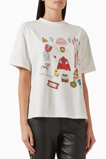 Ski-print T-shirt in Cotton