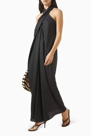 فستان فيونا بحمالة حول الرقبة كتان