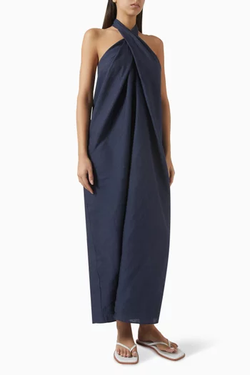 فستان ايفي بحمالة حول الرقبة كتان