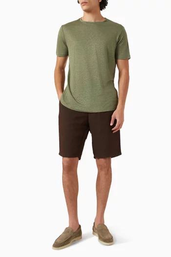 Crewneck T-shirt in Linen-jersey