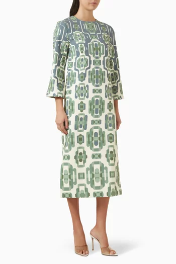 فستان لاريسا بفتحة ونقشة