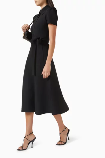 Gathered-sleeve Dress in Crepe-knit