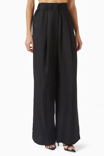 Wide-leg Pants in Silk-jacquard
