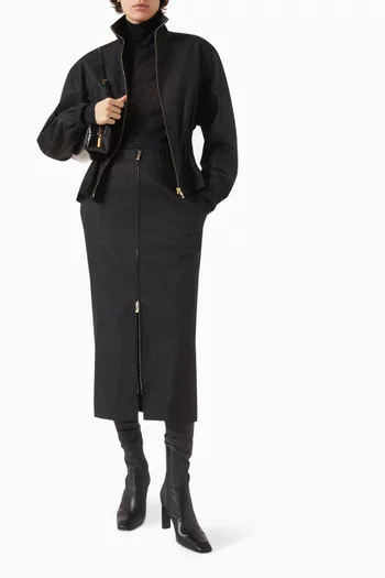 Funnel-neck Jacket in Double Cotton