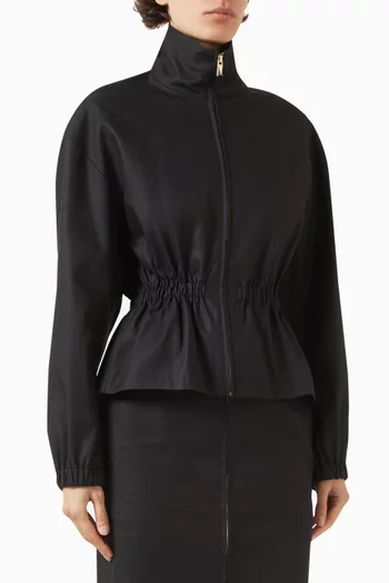 Funnel-neck Jacket in Double Cotton