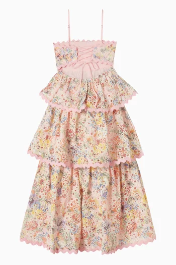 Alanna Frilled Embroidered Maxi Dress